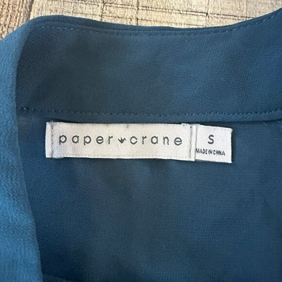 Paper Crane Womens Cold Shoulder Tie Neck Blouse Size S Polyester Blue - Picture 5 of 7